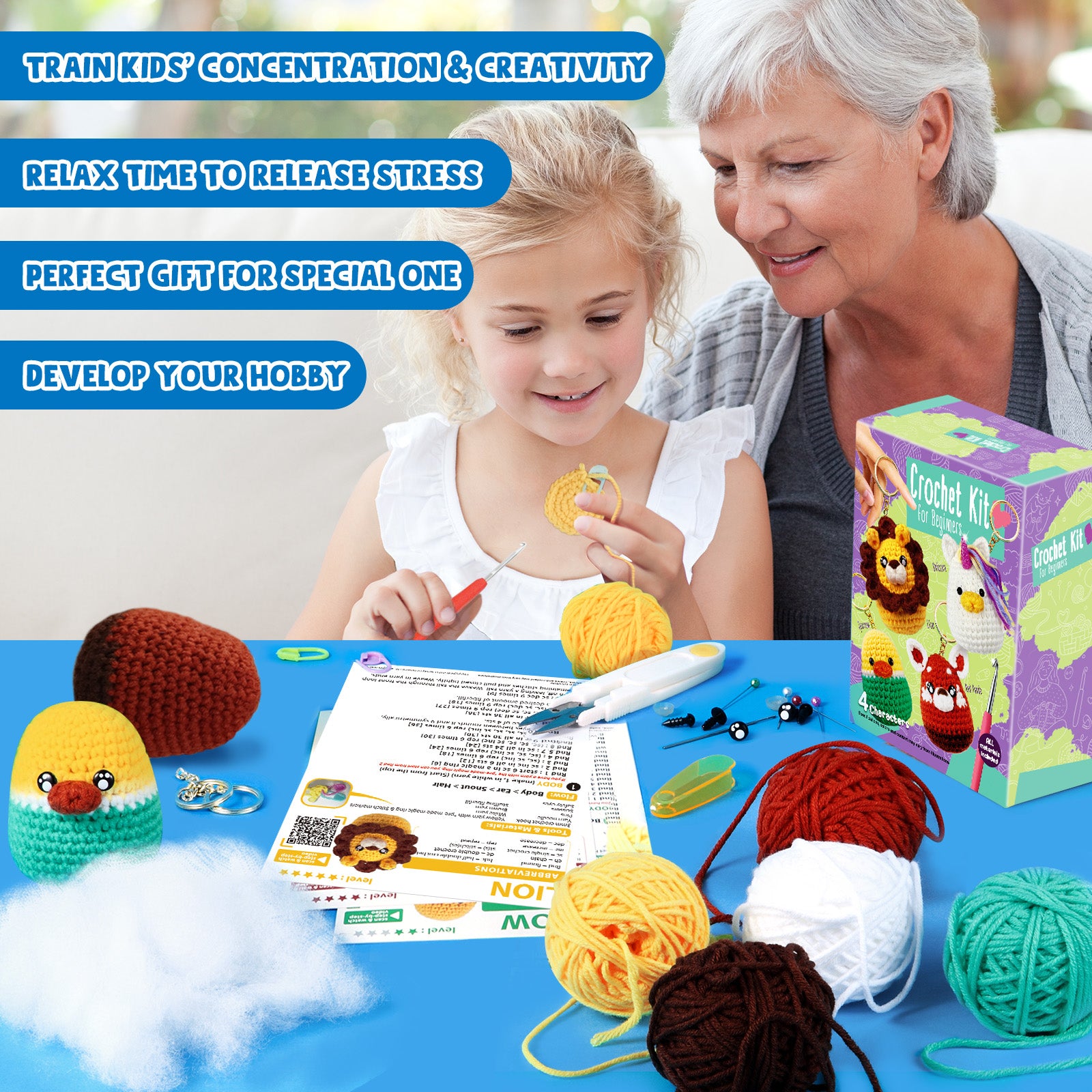 Crochetobe Crochet Kit for Beginners Adults - 6 PCS Desserts, Beginner  Crochet Kit with Detailed Instructions and Video Tutorials, Complete  Crochet