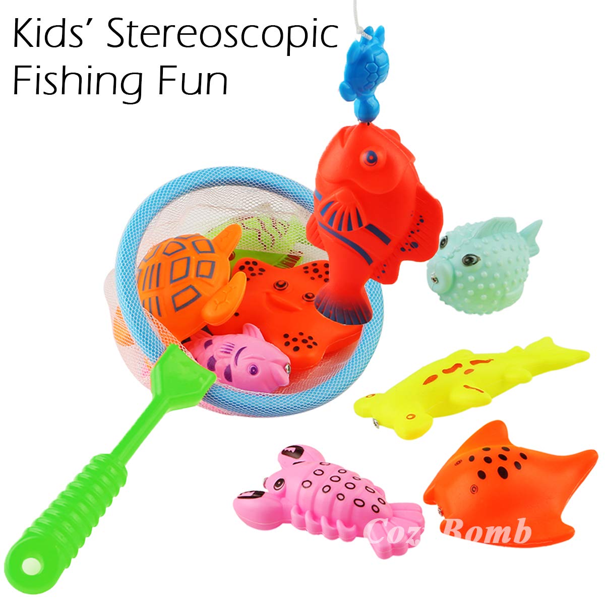 Kids Fishing Bath Toys Game - 7Pcs Magnetic Floating Fish & Fishing Pole  Gift