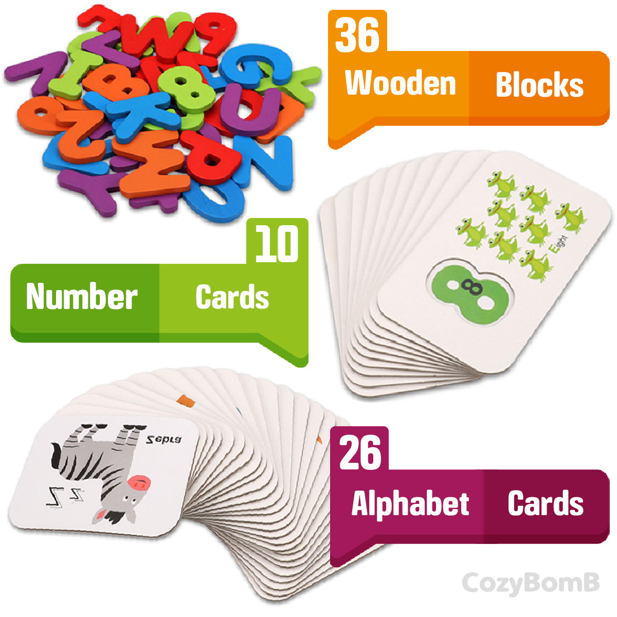 Wooden Alphabet Flash Cards | CozyBomB™